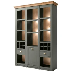 Wohnen 147cm breites Landhaus Regal in Graugrün - Eylan