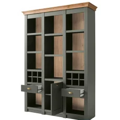 Wohnen 147cm breites Landhaus Regal in Graugrün - Eylan