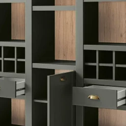 Wohnen 147cm breites Landhaus Regal in Graugrün - Eylan