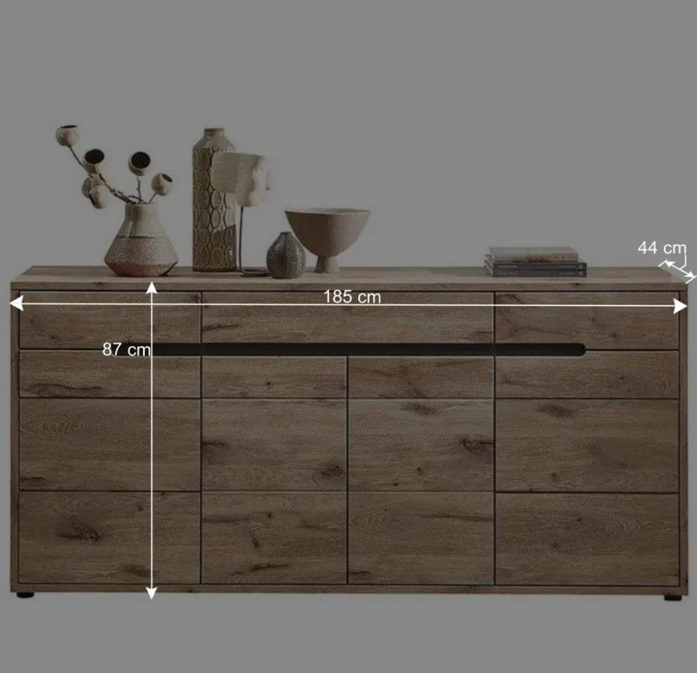 Wohnen 185cm breites Sideboard in Wildeiche Holzdekor - Zelio