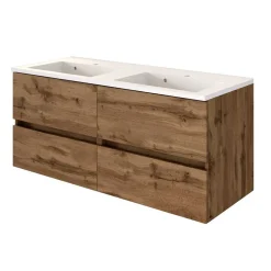 Wohnen Waschtisch|Waschbeckenunterschränke*120cm Doppelwaschtisch in Wildeiche - Iliam