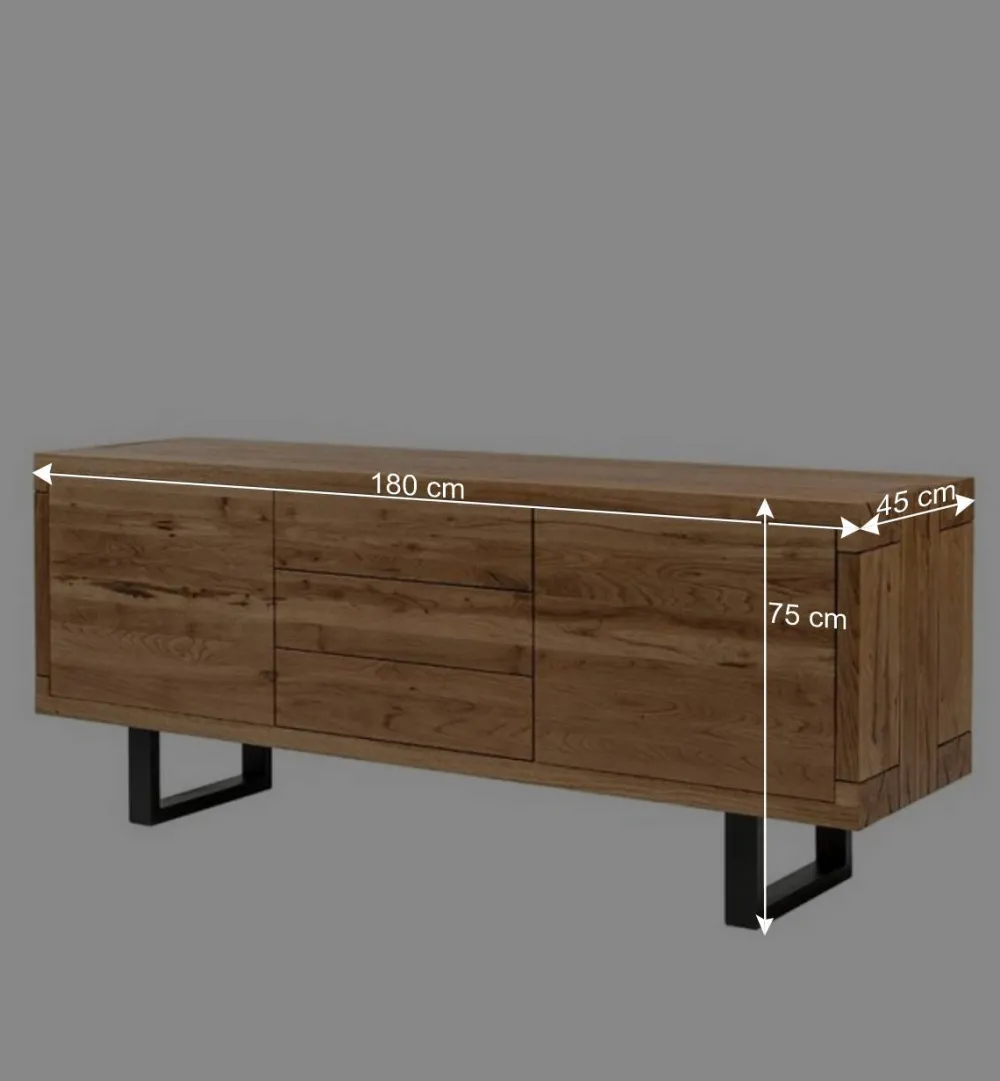 Wohnen 180cm Eiche Sideboard mit U-Gestell - Ventida