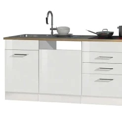 Wohnen Küche Komplett|Küchenzeilen*330cm Einbauküchenzeile in Weiß - Cuneo (achtteilig)