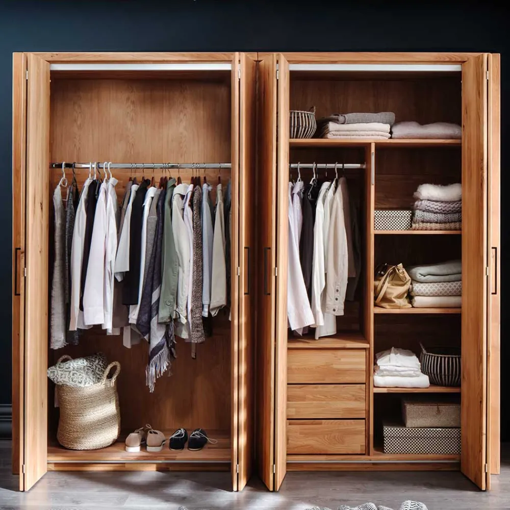 Wohnen Kleiderschränke|Kleiderschränke*246cm Falttüren-Kleiderschrank Wildeiche - Mascadona