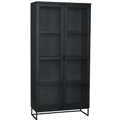Wohnen Loft Möbel|Industrial Möbel*195cm hohe Industry Vitrine in Schwarz - Meciva