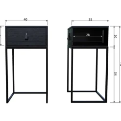 Wohnen Kommoden|Nachttische*74cm hohe Nachtkonsole in Schwarz lackiert - Fronco