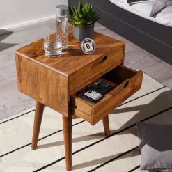 Wohnen Nachttische*66cm hohe Retro Nachtkommode aus Holz - Verlago