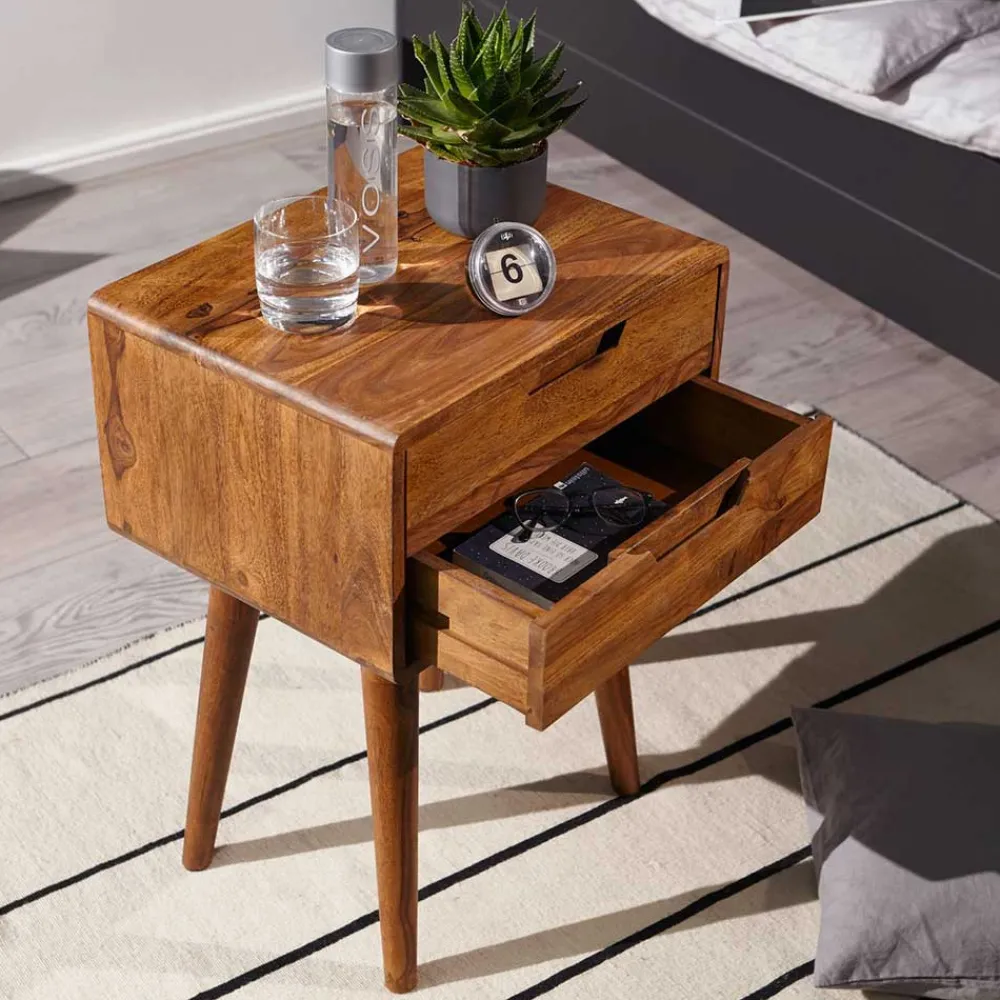 Wohnen Nachttische*66cm hohe Retro Nachtkommode aus Holz - Verlago