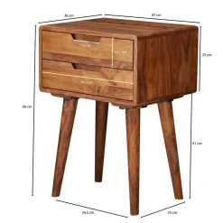 Wohnen Nachttische*66cm hohe Retro Nachtkommode aus Holz - Verlago