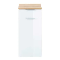 Wohnen Glasmöbel*86cm hoher Bad Schrank in Weiß & Eiche - Etosia I