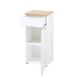 Wohnen Glasmöbel*86cm hoher Bad Schrank in Weiß & Eiche - Etosia I