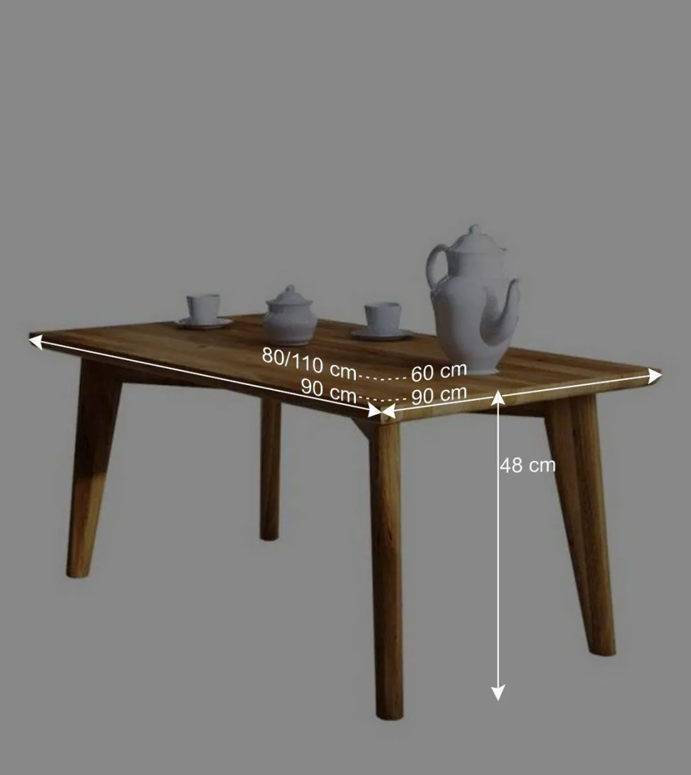 Wohnen 48cm hoher Holz Couchtisch aus Wildeiche - Eavy