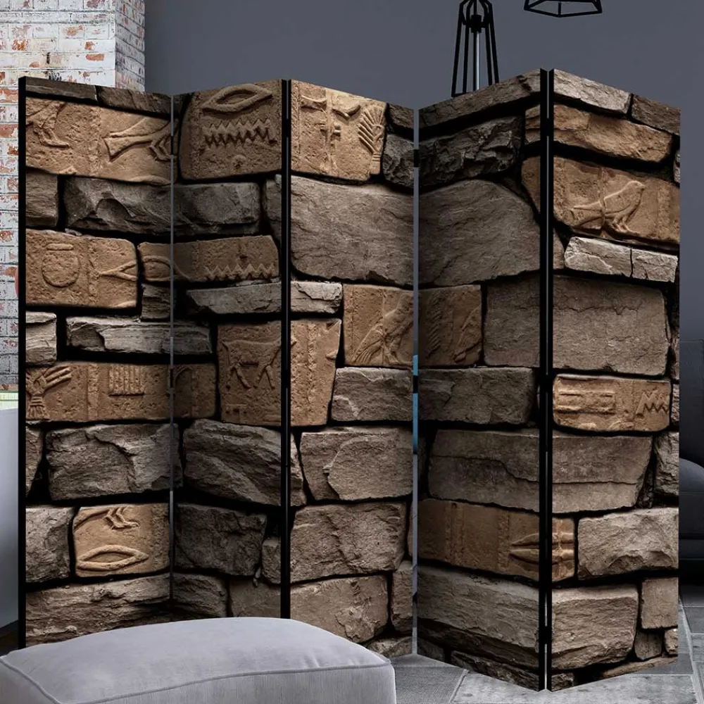 Wohnen 175cm hoher Paravent mit Mauer Stein Optik - Eslawan