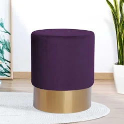 Wohnen 42cm hoher Rundhocker mit Samt in Violett - Elvadia