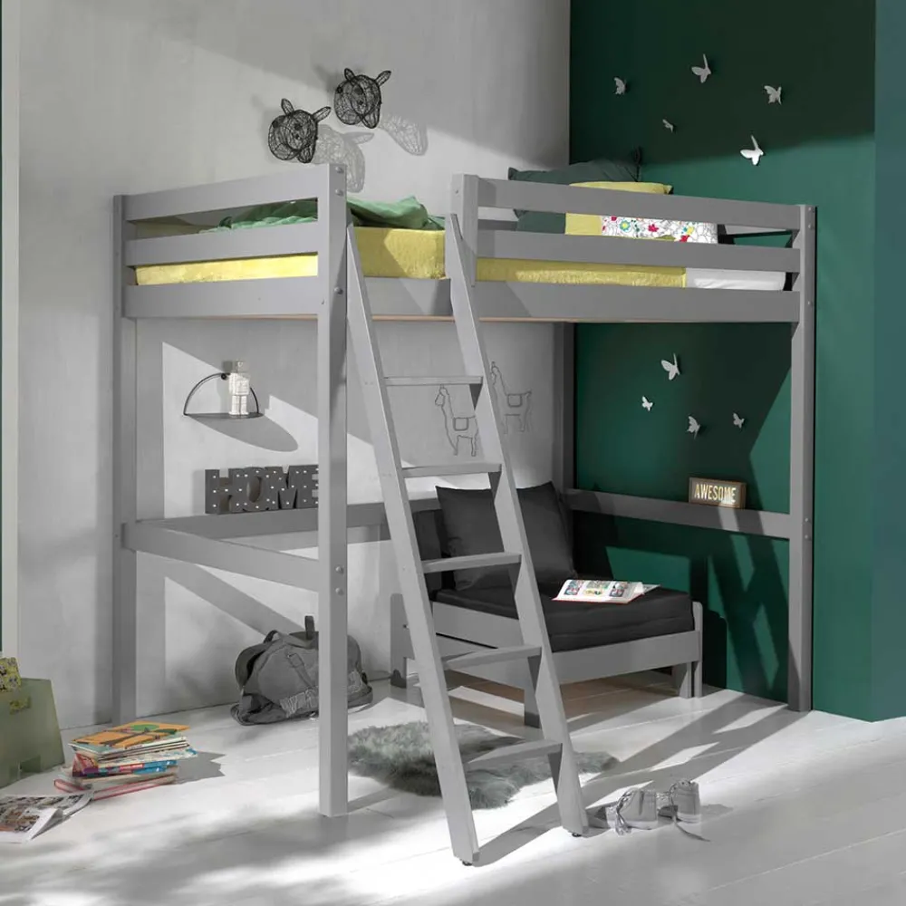 Wohnen Kinderzimmer Komplett|Kindermöbel*190cm hohes Hochbett & Schlafsessel Set - Manitoba (zweiteilig)