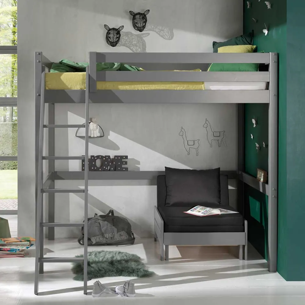 Wohnen Kinderzimmer Komplett|Kindermöbel*190cm hohes Hochbett & Schlafsessel Set - Manitoba (zweiteilig)