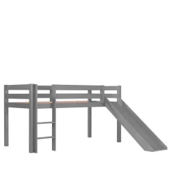 Wohnen Jugendbetten|Kindermöbel*114cm hohes Hochbett mit Rutsche in Grau - Lagilos