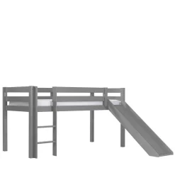 Wohnen Jugendbetten|Kindermöbel*114cm hohes Hochbett mit Rutsche in Grau - Lagilos