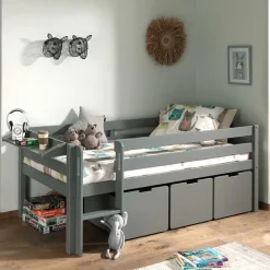 Wohnen Kindermöbel*83cm hohes Kinder Hochbett in Grau lackiert - Quado