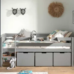 Wohnen Kindermöbel*83cm hohes Kinder Hochbett in Grau lackiert - Quado