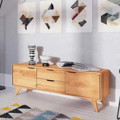 Wohnen 40cm hohes Lowboard in Kernbuche - Junola