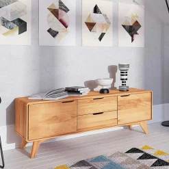 Wohnen 40cm hohes Lowboard in Kernbuche - Junola