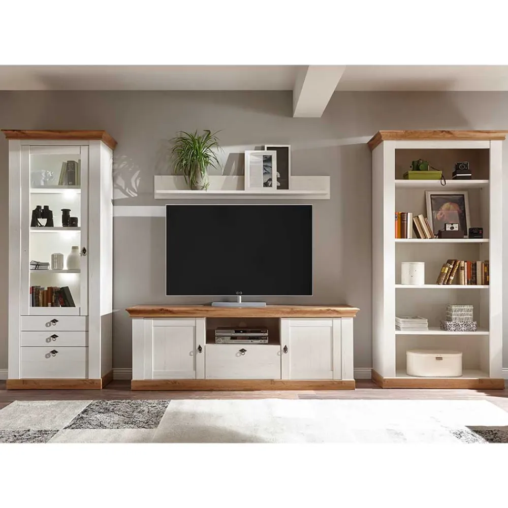 Wohnen 367cm Landhaus Anbauwand Set - Diatara (vierteilig)