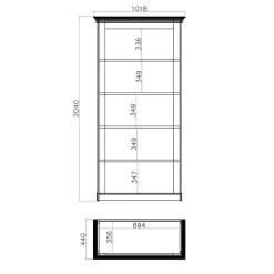 Wohnen 367cm Landhaus Anbauwand Set - Diatara (vierteilig)
