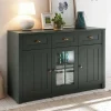Wohnen Landhausmöbel|Küchenschränke*130cm Landhaus Sideboard in Dunkelgrün - Niestov
