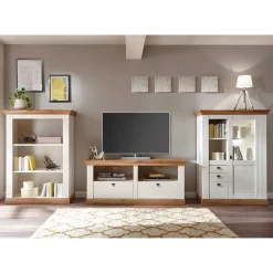 Wohnen Wohnwände|Wohnwand*356cm Landhaus Wohnwand Set - Diatara (dreiteilig)