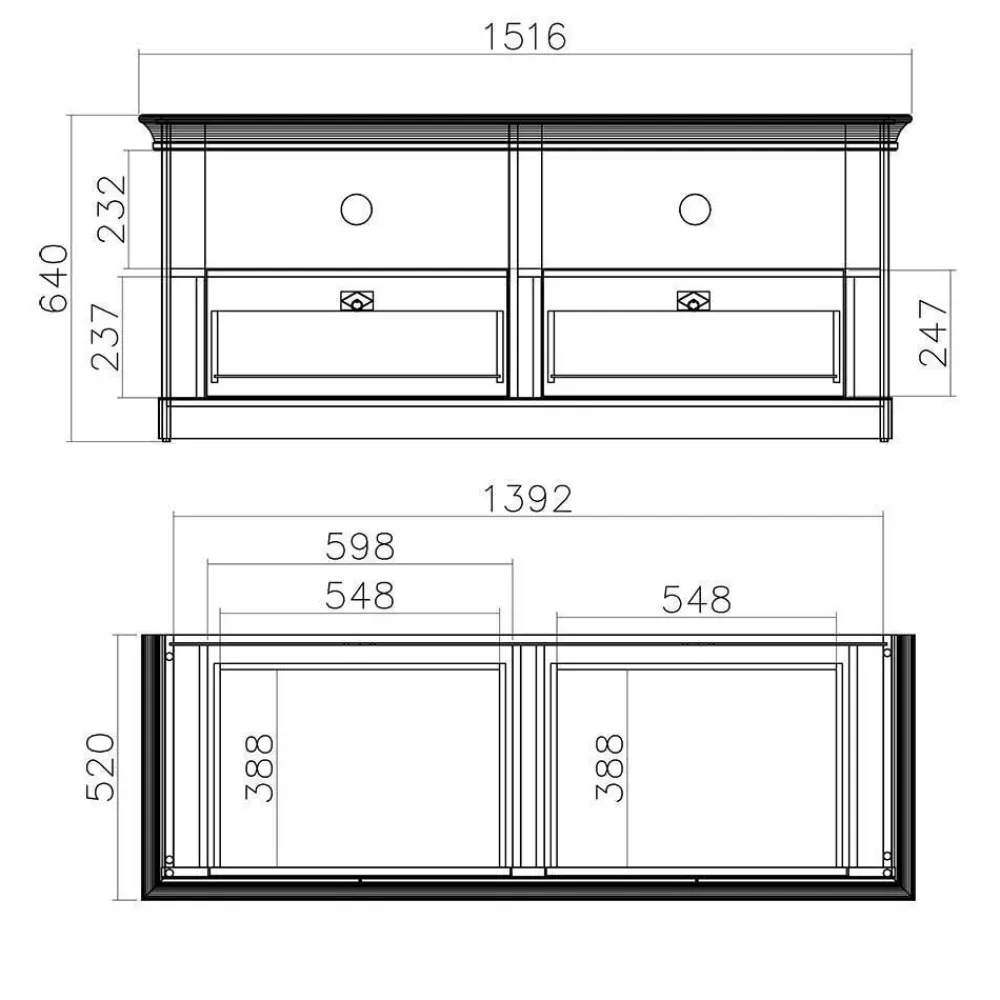 Wohnen Wohnwände|Wohnwand*356cm Landhaus Wohnwand Set - Diatara (dreiteilig)