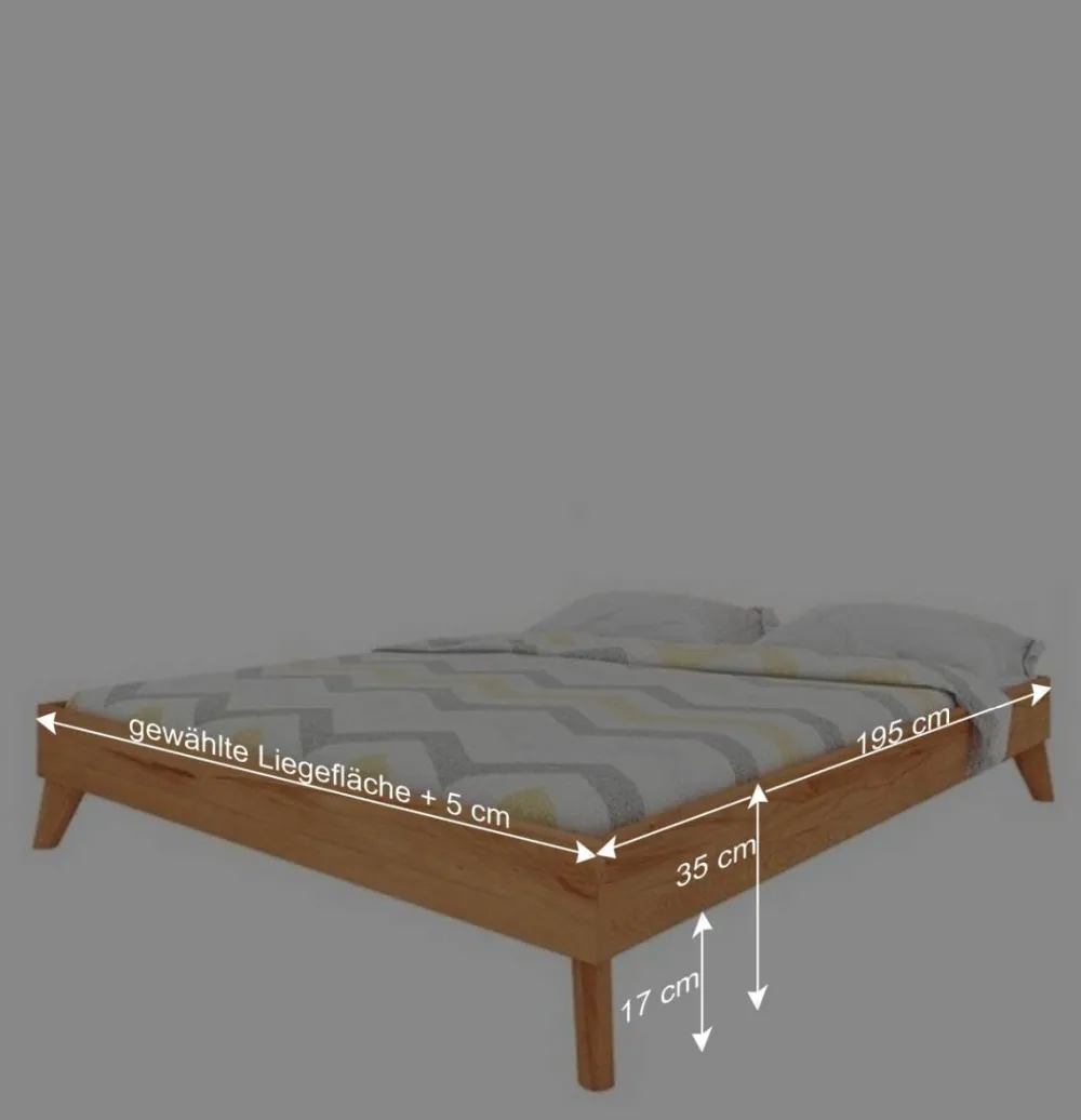 Wohnen Betten|Betten*190cm langes Kernbuche Bett ohne Kopfteil - Junola I