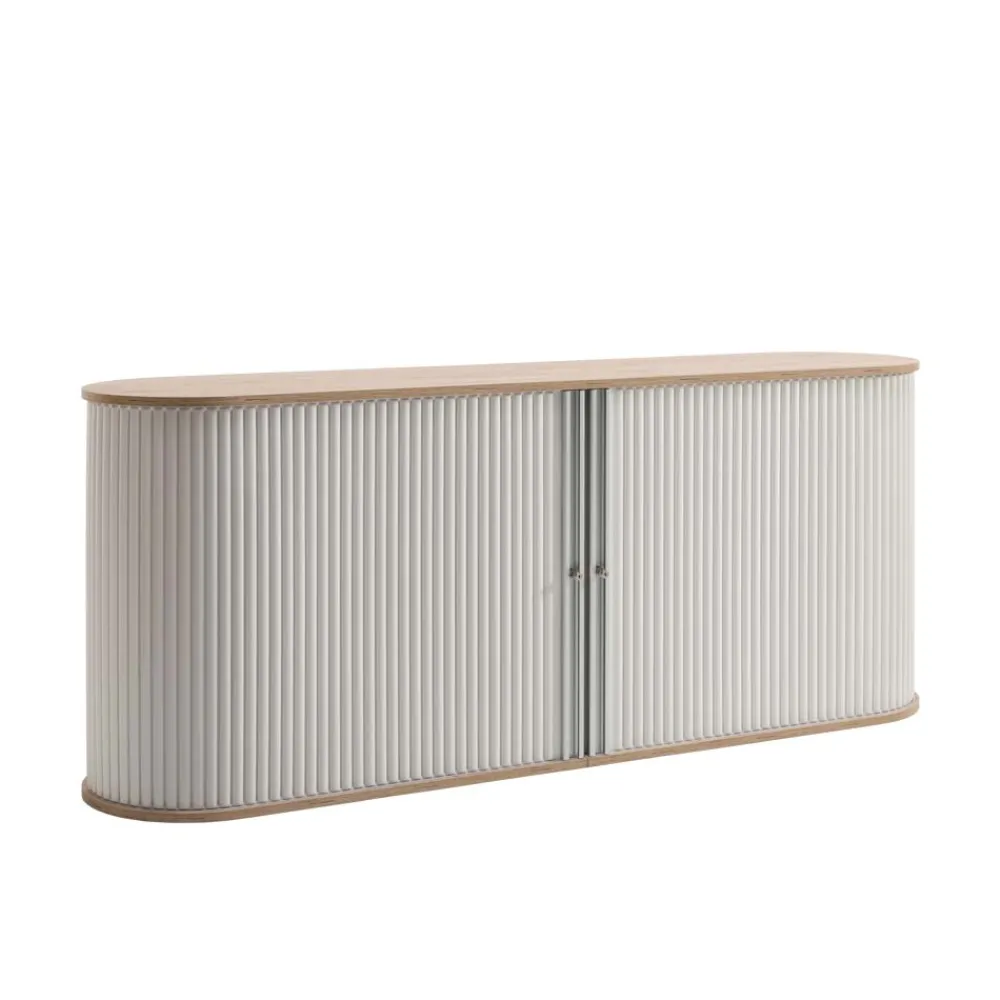 Wohnen Sideboards & Kommoden|Sideboards & Kommoden*196cm Rollladen Sideboard in Weiß Eiche - Bassy