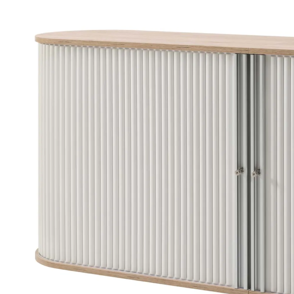 Wohnen Sideboards & Kommoden|Sideboards & Kommoden*196cm Rollladen Sideboard in Weiß Eiche - Bassy