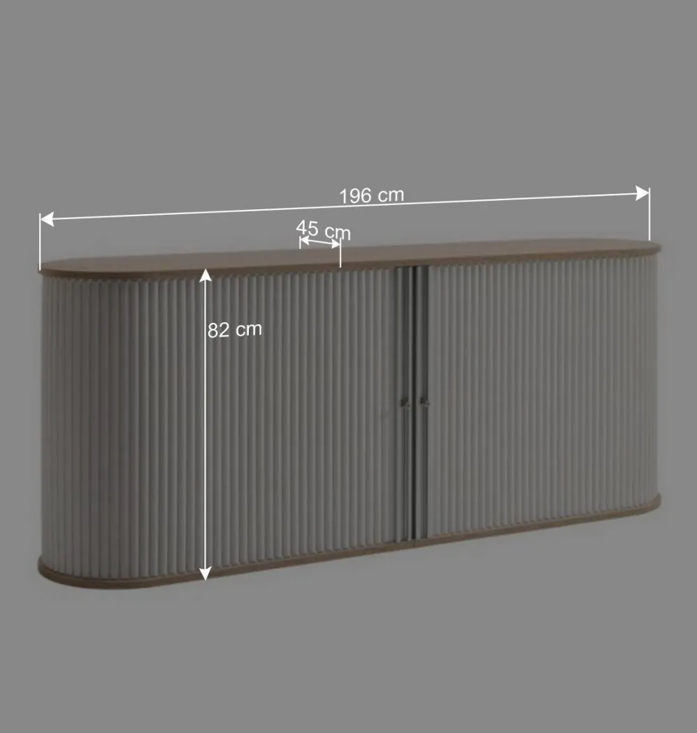 Wohnen Sideboards & Kommoden|Sideboards & Kommoden*196cm Rollladen Sideboard in Weiß Eiche - Bassy