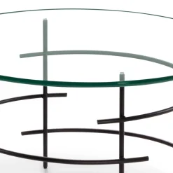 Wohnen 60cm runder Couchtisch mit Glasplatte - Prakto