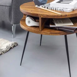 Wohnen Loft Möbel|Industrial Möbel*60cm runder Wohnzimmer Beistelltisch aus Sheesham - Pastilla