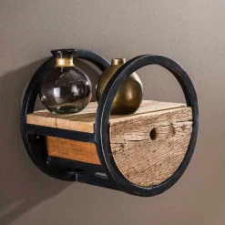 Wohnen 30cm Rundes Wandregal mit Schublade - Ultina