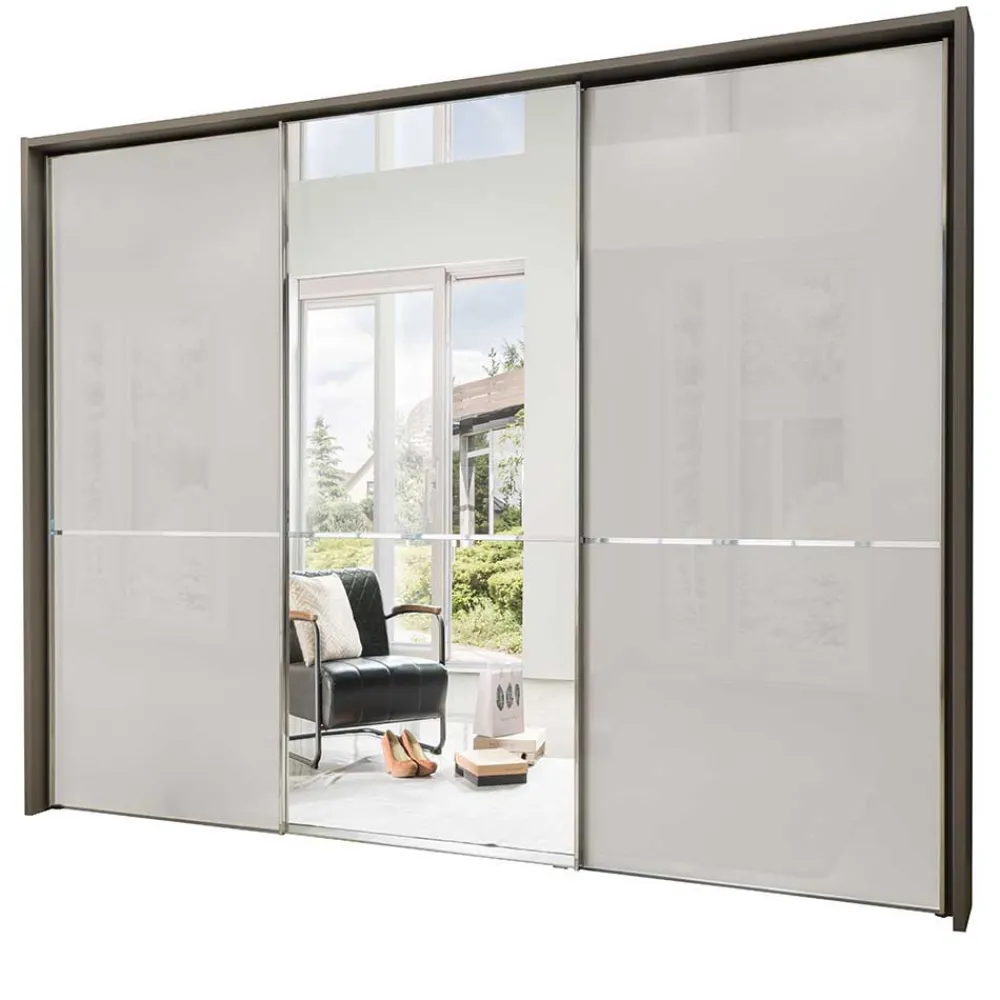 Wohnen Braune Möbel|Glasmöbel*250cm Schlafzimmer Schrank 3-türig - Bassi