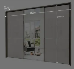 Wohnen Braune Möbel|Glasmöbel*250cm Schlafzimmer Schrank 3-türig - Bassi