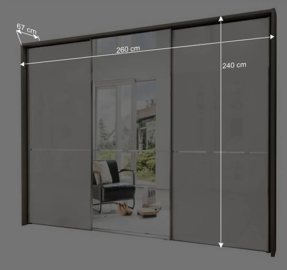 Wohnen Braune Möbel|Glasmöbel*250cm Schlafzimmer Schrank 3-türig - Bassi