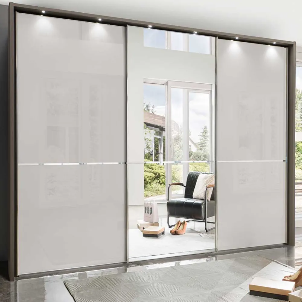 Wohnen Braune Möbel|Glasmöbel*250cm Schlafzimmer Schrank 3-türig - Bassi