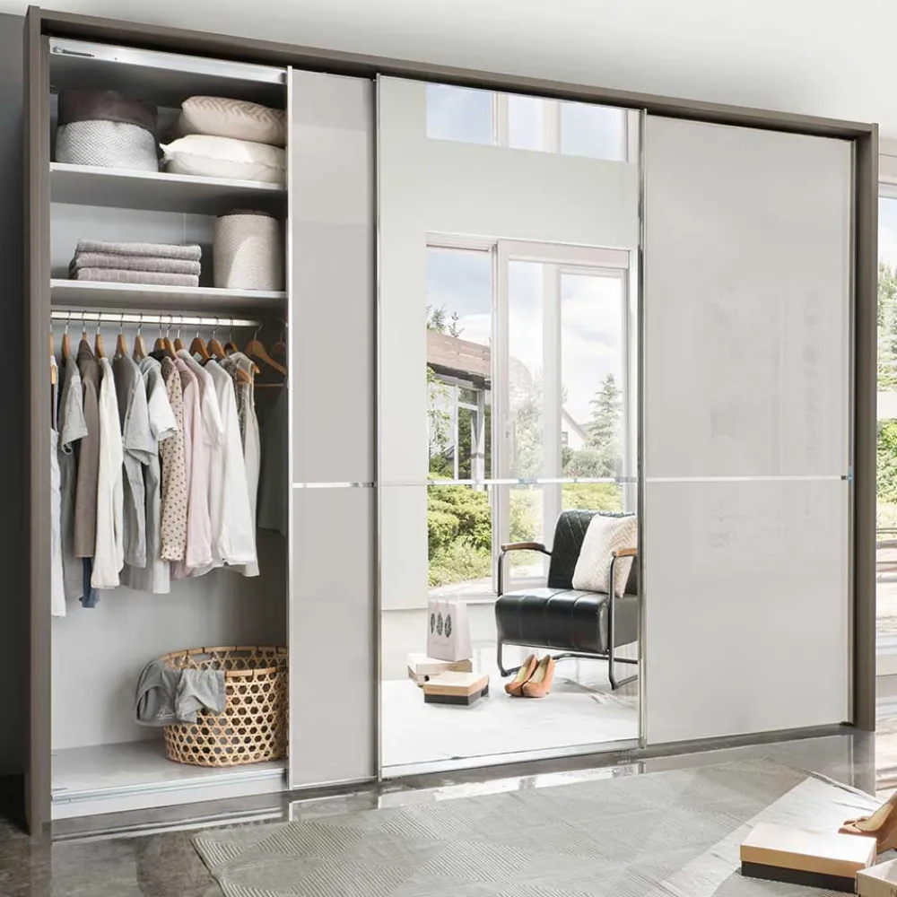 Wohnen Braune Möbel|Glasmöbel*250cm Schlafzimmer Schrank 3-türig - Bassi