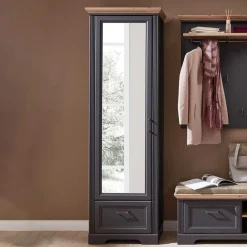 Wohnen 65cm schmaler Dielenschrank mit Spiegel Tür - Thumbs
