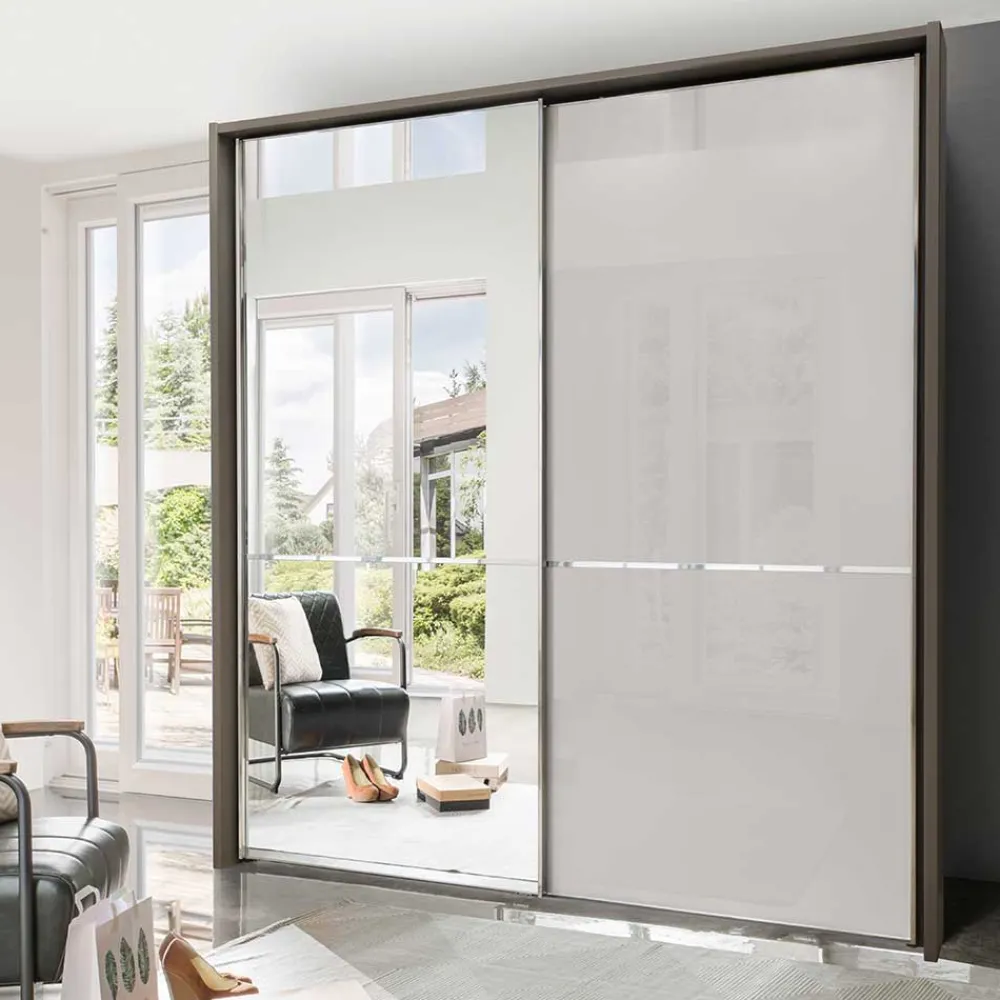 Wohnen Braune Möbel|Glasmöbel*150cm Schwebetürenschrank für Schlafzimmer - Grande