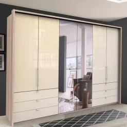Wohnen Kleiderschränke|Kleiderschränke*300cm 3-türiger Falttürenschrank mit Spiegel - Rativian