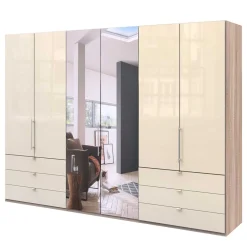 Wohnen Kleiderschränke|Kleiderschränke*300cm 3-türiger Falttürenschrank mit Spiegel - Rativian