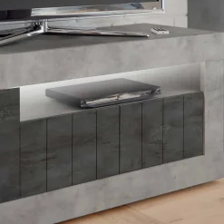 Wohnen 138cm TV Bank in Dunkelgrau & Beton Grau - Uxena