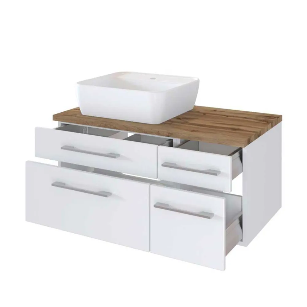 Wohnen Waschtisch|Waschbeckenunterschränke*90cm Unterbecken Schrank mit Aufsatzbecken - Enwicos