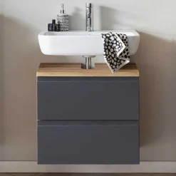 Wohnen 60cm Unterbeckenschrank in Grau & Wildeiche - Jambi